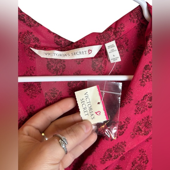 Vintage NWT Victoria Secret Intimates Paisley Sheer Pink Pajama Set Size Large - Picture 3 of 6